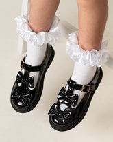Caramelo BTS Double Bow School Shoes Black